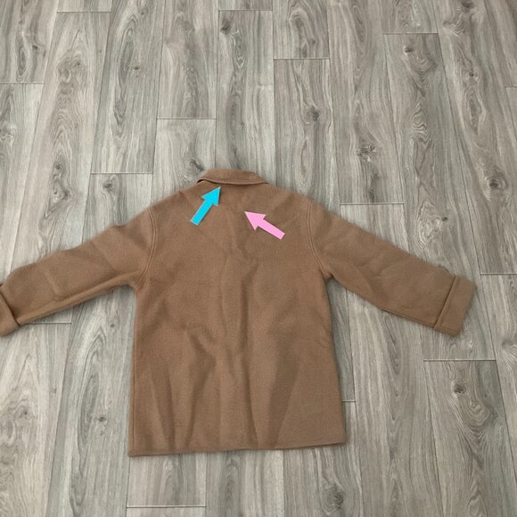 Talbots Wool Cardigan Women's Small Tan Oversized Sweater Collared Flat Pockets - Picture 5 of 10